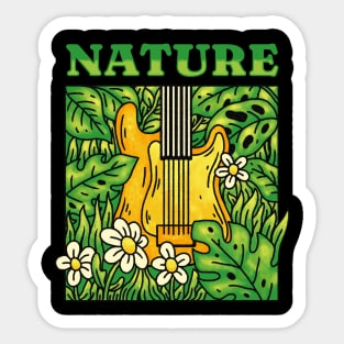 Electric Guitar With Plants and Flowers Sticker